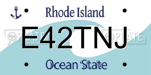E42TNJ Rhode Island License Plate