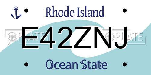 E42ZNJ Rhode Island License Plate