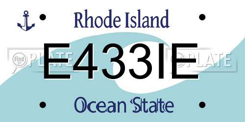 E433IE Rhode Island License Plate