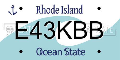 E43KBB Rhode Island License Plate