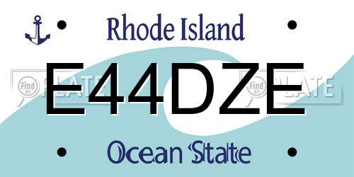E44DZE Rhode Island License Plate