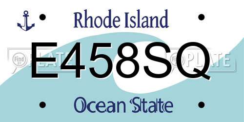 E458SQ Rhode Island License Plate