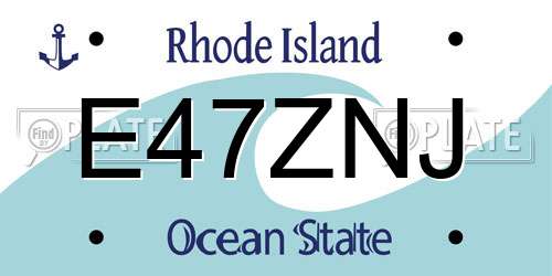 E47ZNJ Rhode Island License Plate