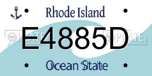 E4885D Rhode Island License Plate