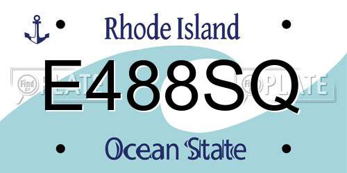 E488SQ Rhode Island License Plate