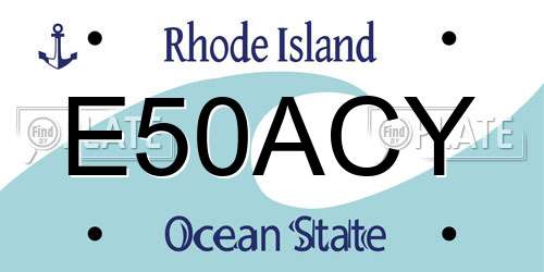 E50ACY Rhode Island License Plate