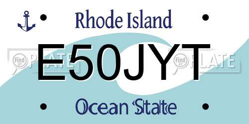 E50JYT Rhode Island License Plate