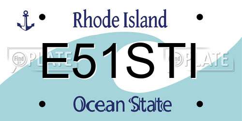 E51STI Rhode Island License Plate