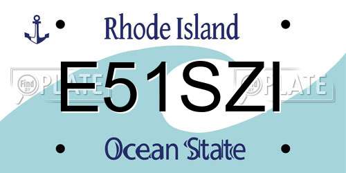 E51SZI Rhode Island License Plate