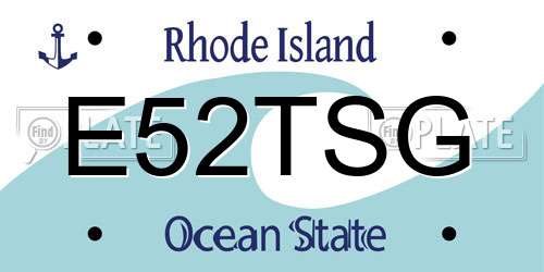 E52TSG Rhode Island License Plate