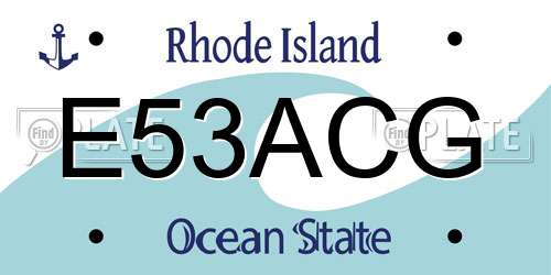 E53ACG Rhode Island License Plate