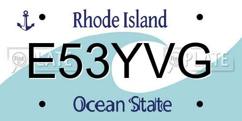E53YVG Rhode Island License Plate