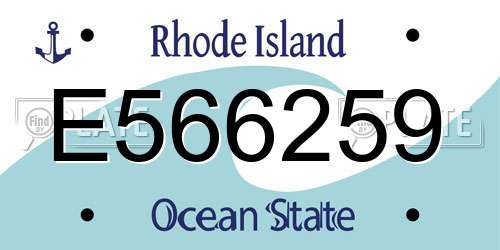 E566259 Rhode Island License Plate