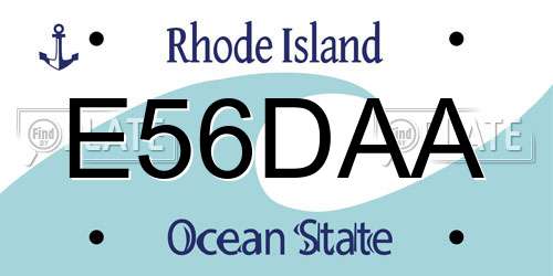 E56DAA Rhode Island License Plate