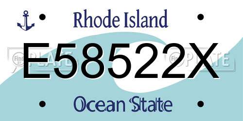 E58522X Rhode Island License Plate