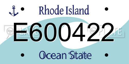 E600422 Rhode Island License Plate