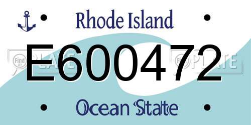 E600472 Rhode Island License Plate