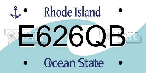E626QB Rhode Island License Plate