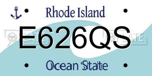 E626QS Rhode Island License Plate