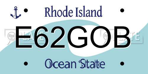 E62GOB Rhode Island License Plate