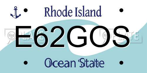 E62GOS Rhode Island License Plate