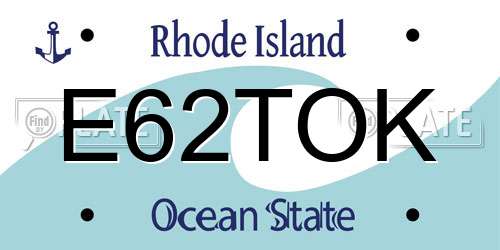 E62TOK Rhode Island License Plate