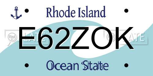 E62ZOK Rhode Island License Plate