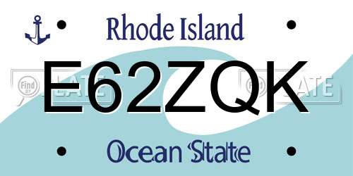 E62ZQK Rhode Island License Plate