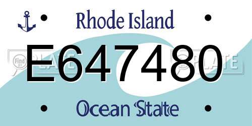 E647480 Rhode Island License Plate