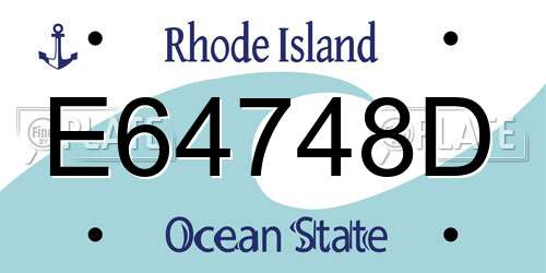 E64748D Rhode Island License Plate