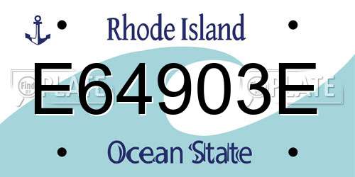 E64903E Rhode Island License Plate