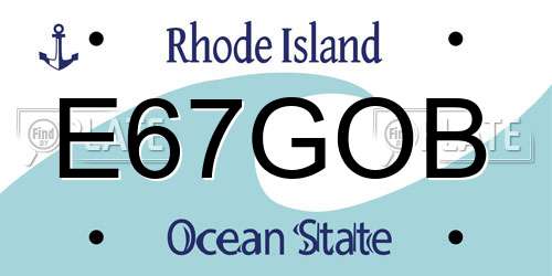 E67GOB Rhode Island License Plate