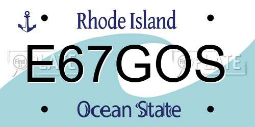 E67GOS Rhode Island License Plate