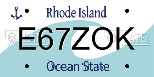E67ZOK Rhode Island License Plate