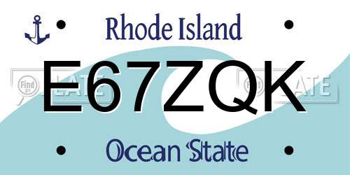 E67ZQK Rhode Island License Plate