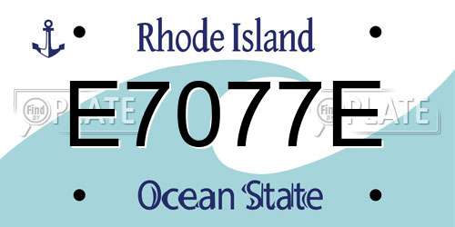 E7077E Rhode Island License Plate