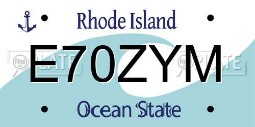 E70ZYM Rhode Island License Plate