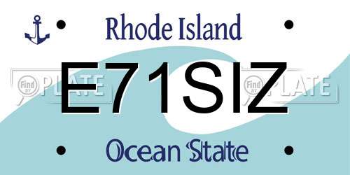 E71SIZ Rhode Island License Plate
