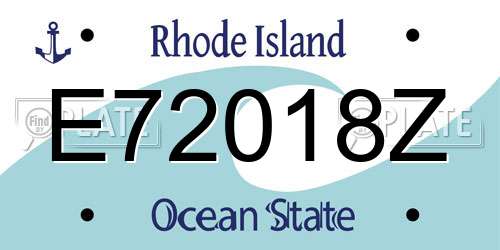 E72018Z Rhode Island License Plate