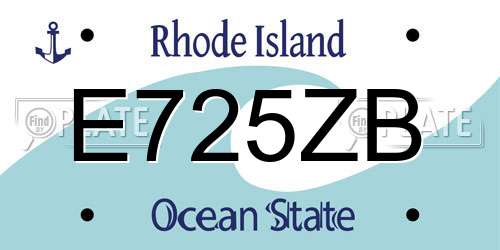 E725ZB Rhode Island License Plate