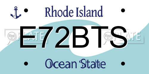 E72BTS Rhode Island License Plate