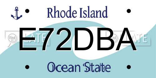E72DBA Rhode Island License Plate