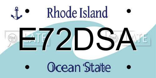 E72DSA Rhode Island License Plate