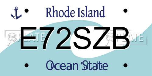 E72SZB Rhode Island License Plate