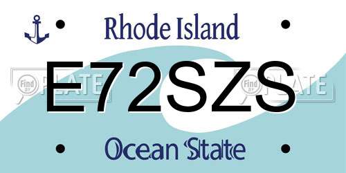 E72SZS Rhode Island License Plate