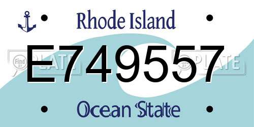 E749557 Rhode Island License Plate