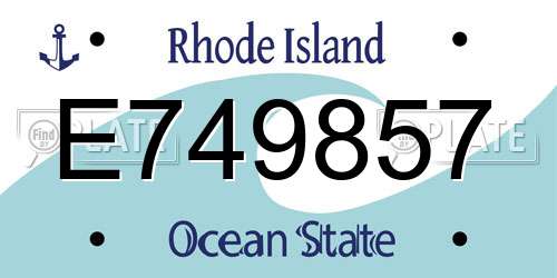 E749857 Rhode Island License Plate