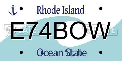 E74BOW Rhode Island License Plate