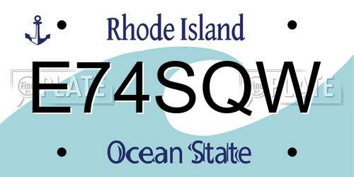 E74SQW Rhode Island License Plate
