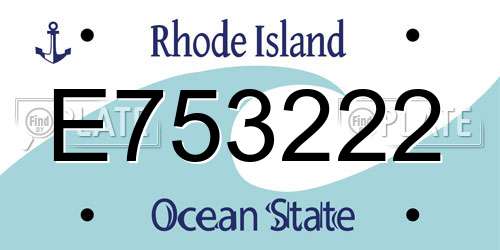 E753222 Rhode Island License Plate